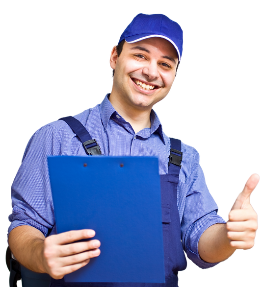 Licensed refrigeration mechanic with Gas Fitter 1 ticket giving a thumbs up.